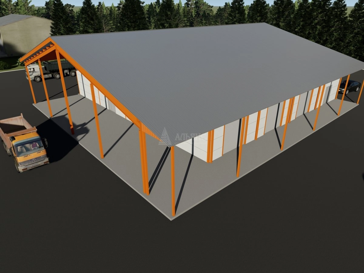 3D визуализация Ангар-склад с навесом из сэндвич-панелей - фото 5